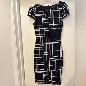 Geometric Black and White Dress